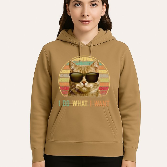 Retro 70s 80s 90s Meowy Cat I Do What I Want Funny Cat Hoodie