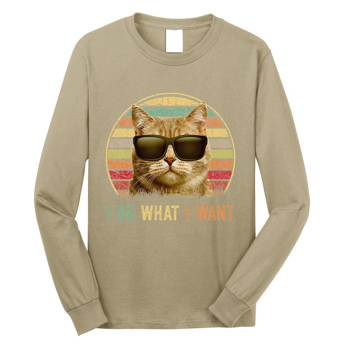 Retro 70s 80s 90s Meowy Cat I Do What I Want Funny Cat Long Sleeve Shirt