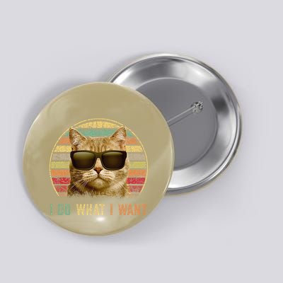 Retro 70s 80s 90s Meowy Cat I Do What I Want Funny Cat Button