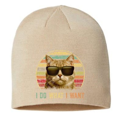 Retro 70s 80s 90s Meowy Cat I Do What I Want Funny Cat Sustainable Beanie