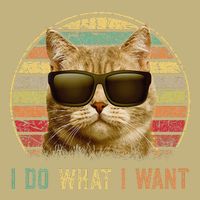 Retro 70s 80s 90s Meowy Cat I Do What I Want Funny Cat Tall Long Sleeve T-Shirt