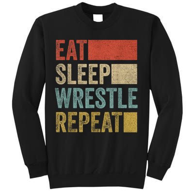 Retro 70s 80s Eat Sleep Wrestle Gear Vintage Wrestling Sweatshirt