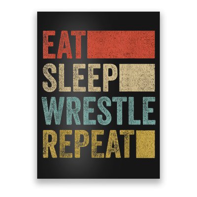 Retro 70s 80s Eat Sleep Wrestle Gear Vintage Wrestling Poster