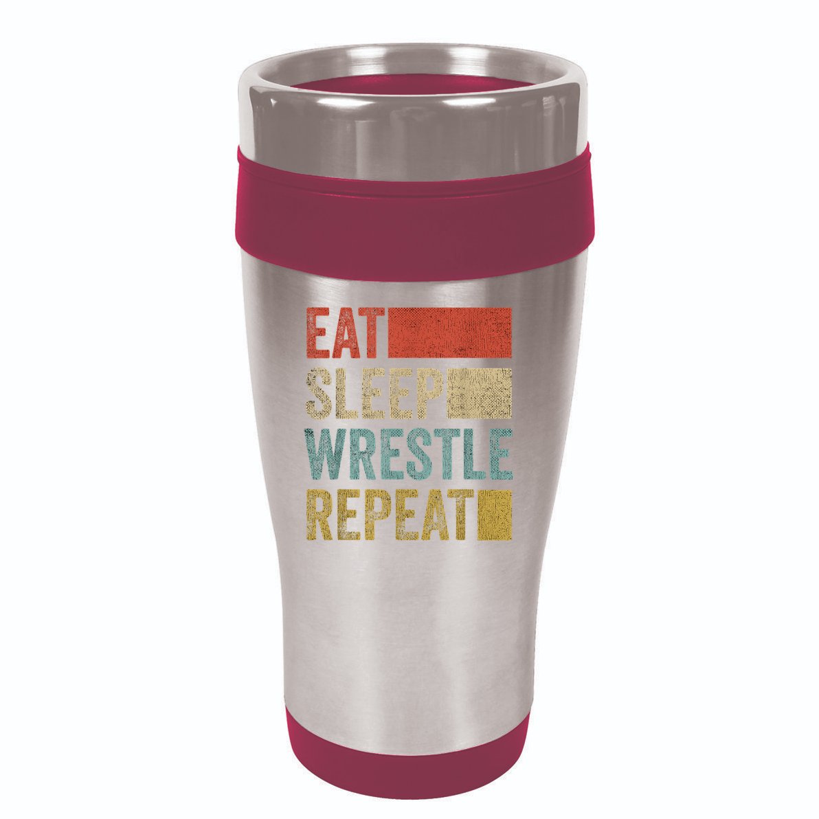 Retro 70s 80s Eat Sleep Wrestle Gear Vintage Wrestling 16oz Travel Tumbler