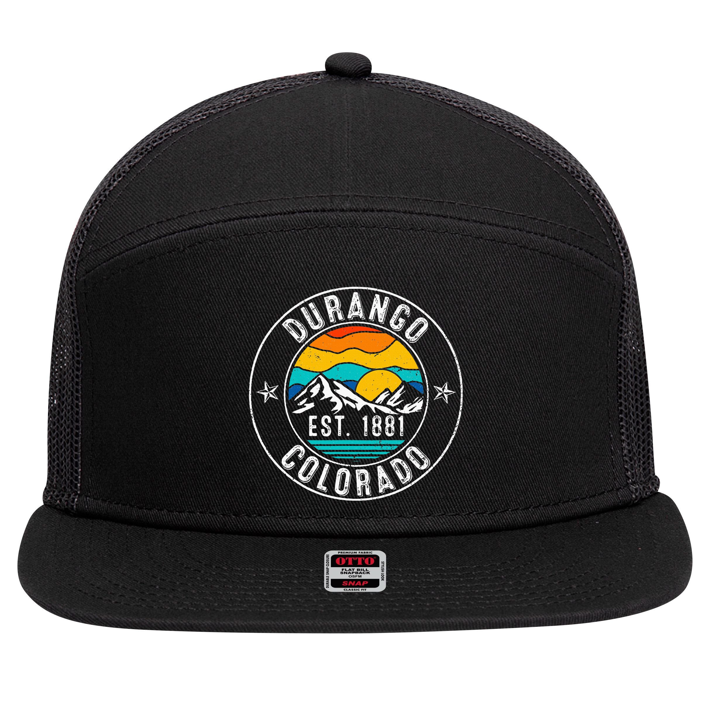Retro 70s 80s Durango Colorado Co 7 Panel Mesh Trucker Snapback Hat