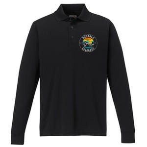 Retro 70s 80s Durango Colorado Co Performance Long Sleeve Polo