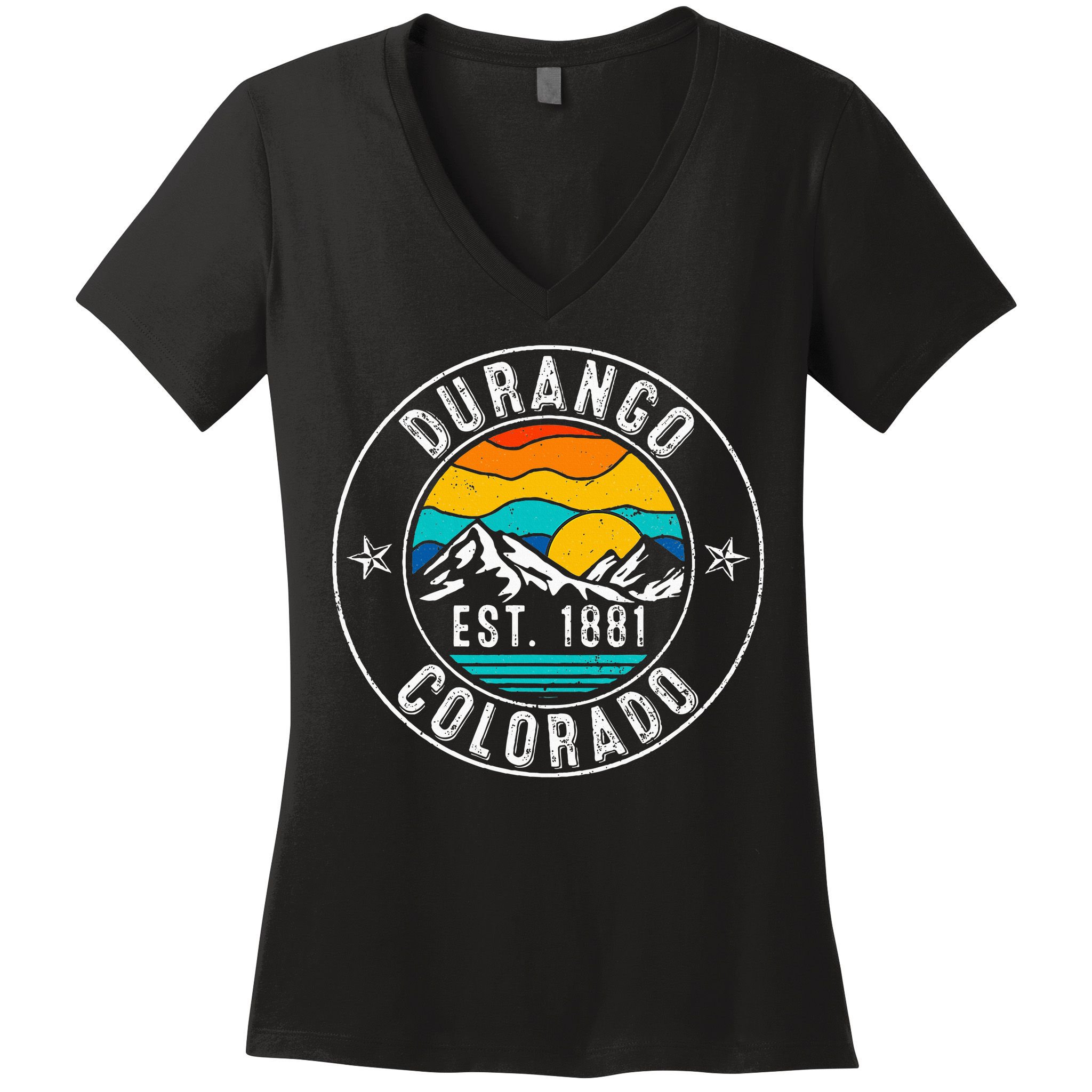 Retro 70s 80s Durango Colorado Co Women's V-Neck T-Shirt