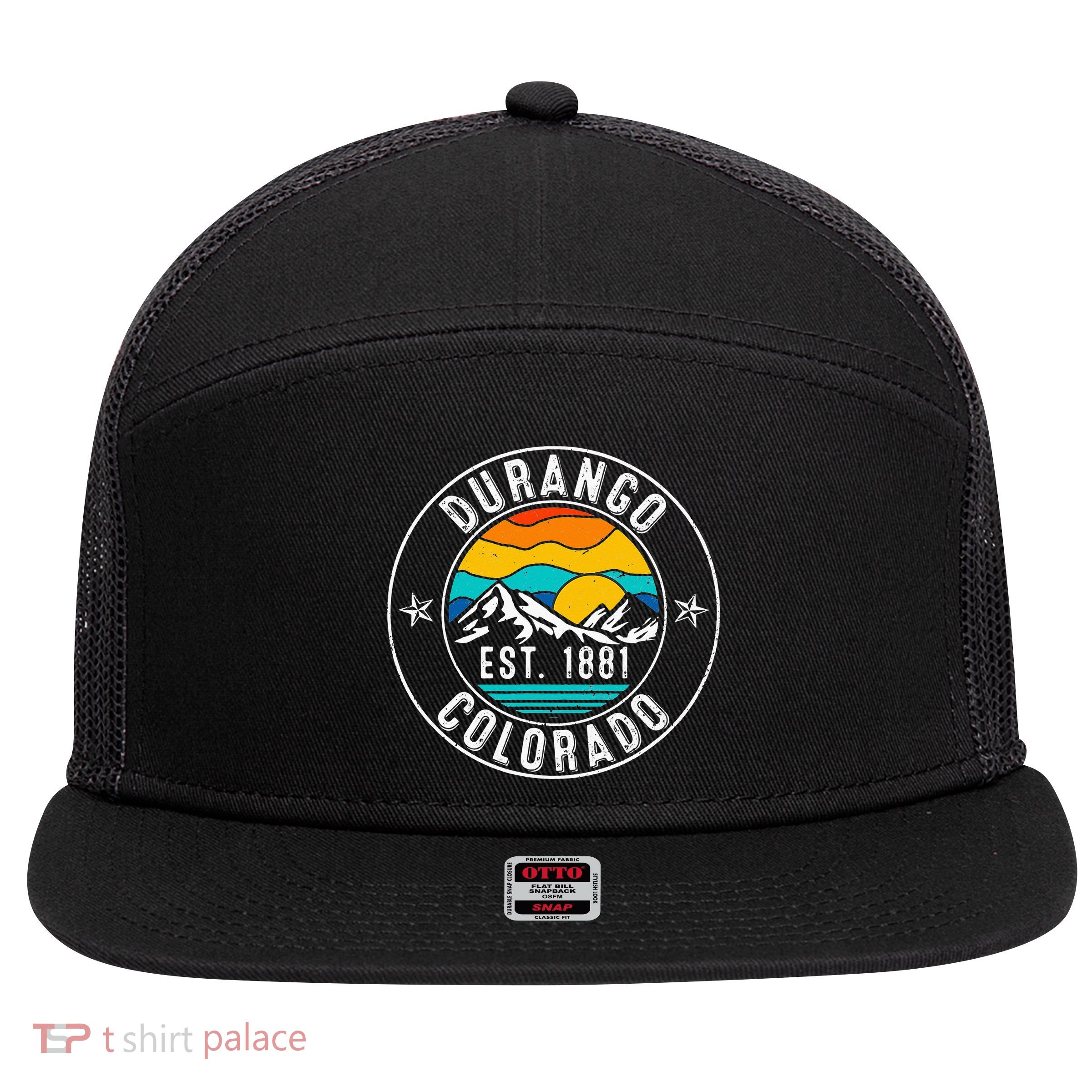 Retro 70s 80s Durango Colorado CO 7 Panel Mesh Trucker Snapback Hat