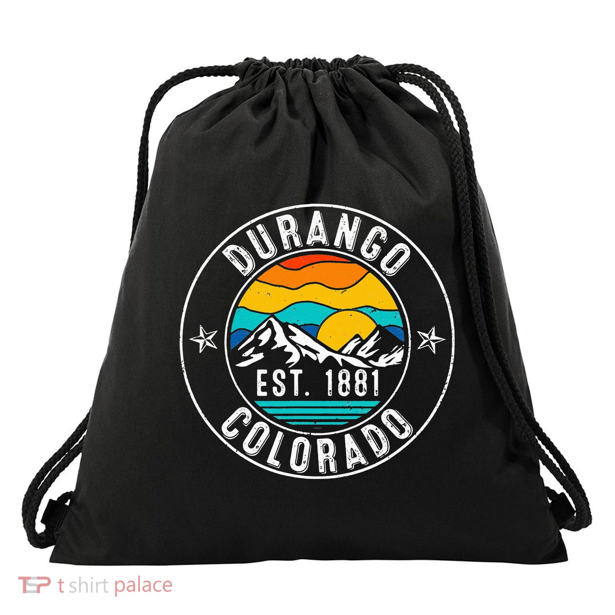 Retro 70s 80s Durango Colorado CO Drawstring Bag