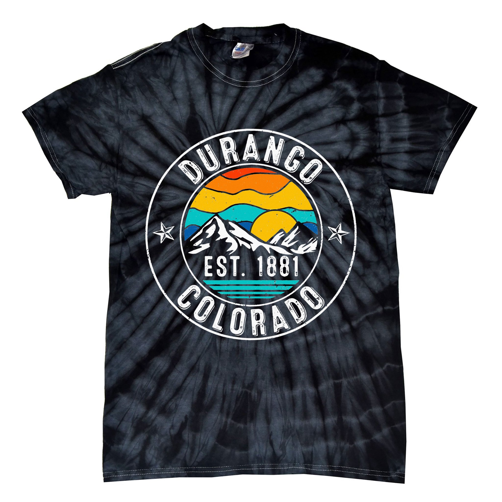 Retro 70s 80s Durango Colorado CO Tie-Dye T-Shirt