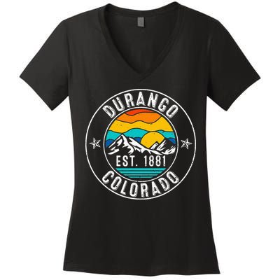 Retro 70s 80s Durango Colorado CO Women's V-Neck T-Shirt
