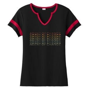 Retro 70s Agent Of Change Job Title Ladies Halftime Notch Neck Tee