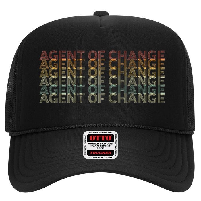 Retro 70s Agent Of Change Job Title High Crown Mesh Back Trucker Hat