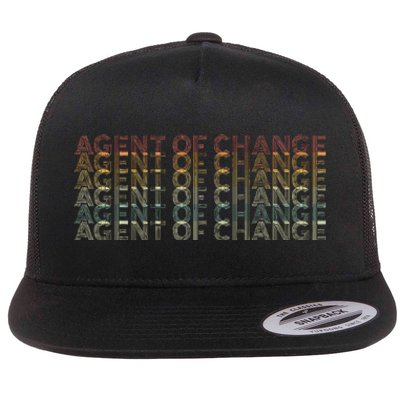 Retro 70s Agent Of Change Job Title Flat Bill Trucker Hat