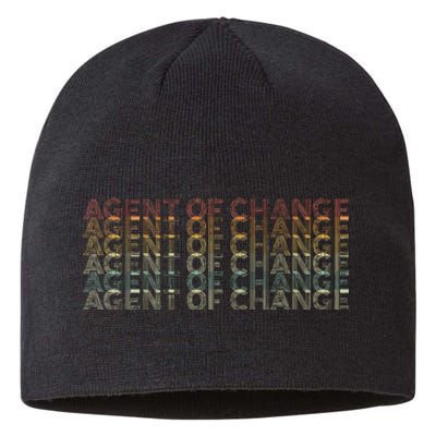 Retro 70s Agent Of Change Job Title Sustainable Beanie