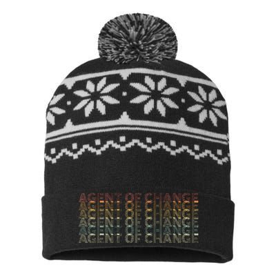 Retro 70s Agent Of Change Job Title USA-Made Snowflake Beanie