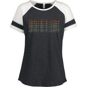 Retro 70s Agent Of Change Job Title Enza Ladies Jersey Colorblock Tee