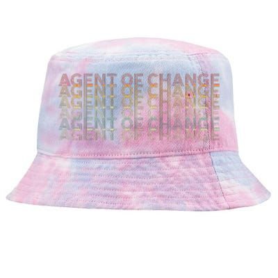 Retro 70s Agent Of Change Job Title Tie-Dyed Bucket Hat