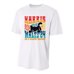 Retro 70s Cat Lady Harris Walz 2024 For A Brighter Tomorrow Youth Performance Sprint T-Shirt