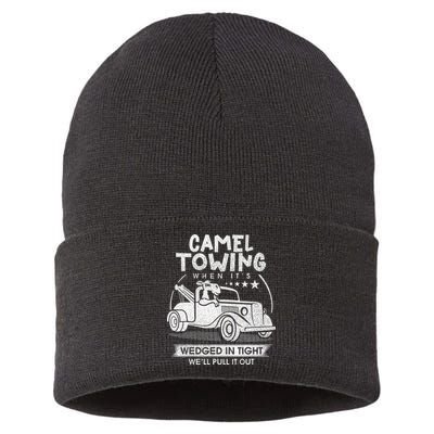 Retro 70s Camel Towing Services Vintage Tow Truck Driver Sustainable Knit Beanie