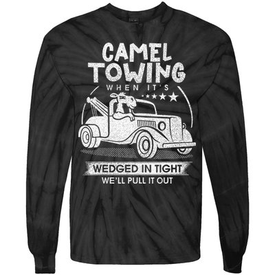 Retro 70s Camel Towing Services Vintage Tow Truck Driver Tie-Dye Long Sleeve Shirt