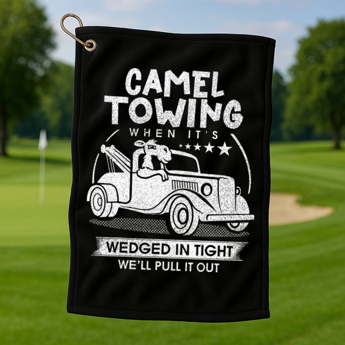 Retro 70s Camel Towing Services Vintage Tow Truck Driver Golf Towel