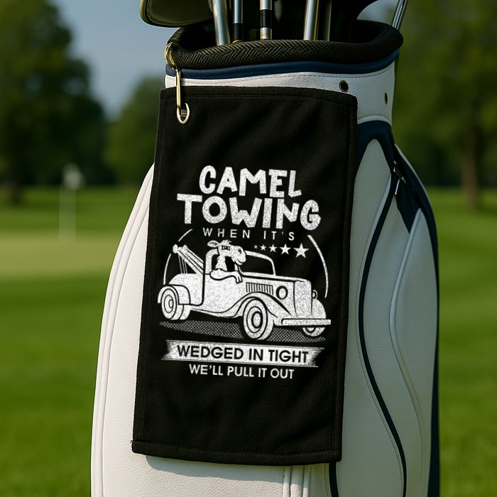 Retro 70s Camel Towing Services Vintage Tow Truck Driver Golf Towel