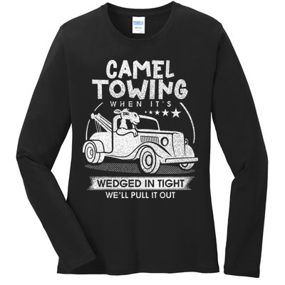 Retro 70s Camel Towing Services Vintage Tow Truck Driver Ladies Long Sleeve Shirt
