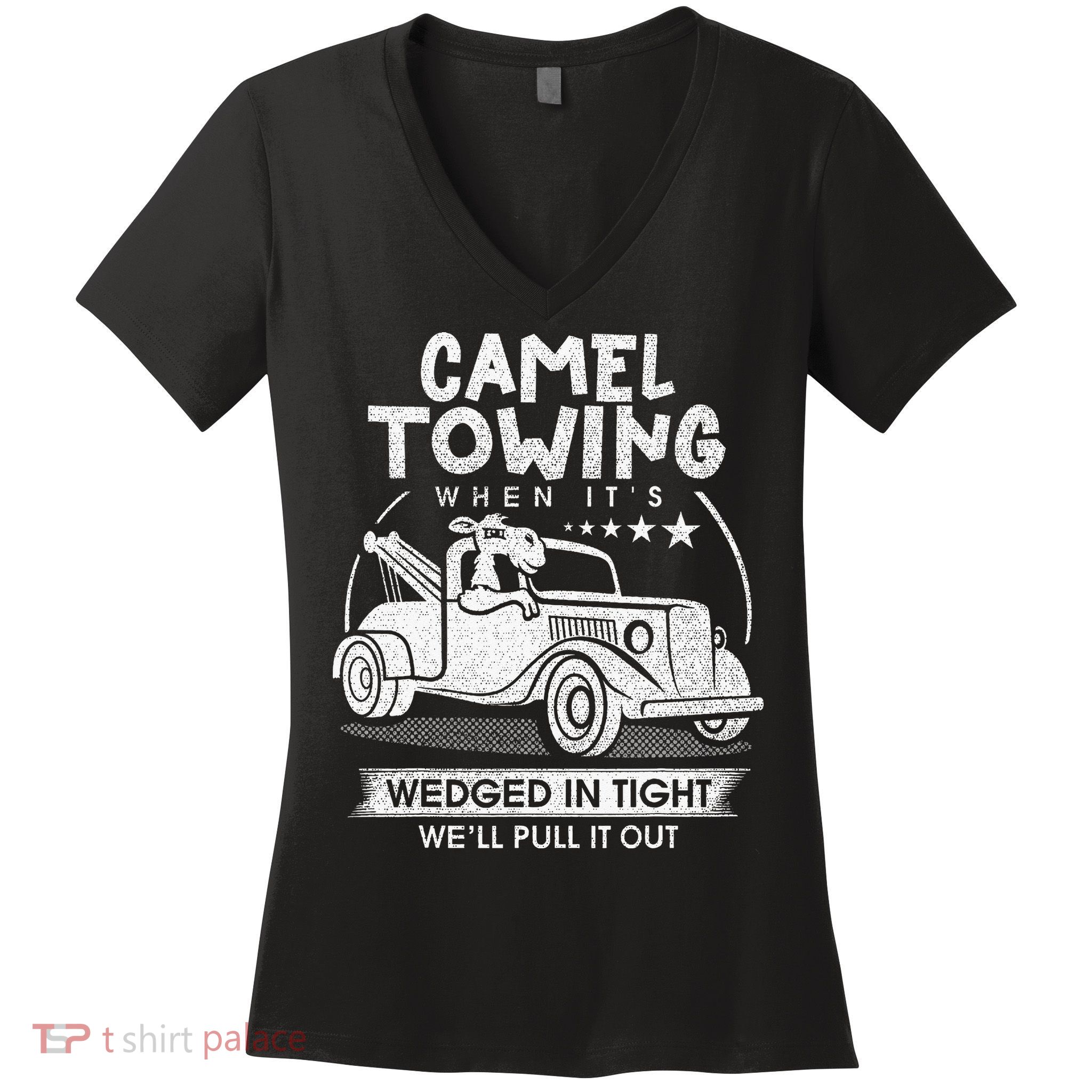 Retro 70s Camel Towing Services Vintage Tow Truck Driver Women's V-Neck T-Shirt