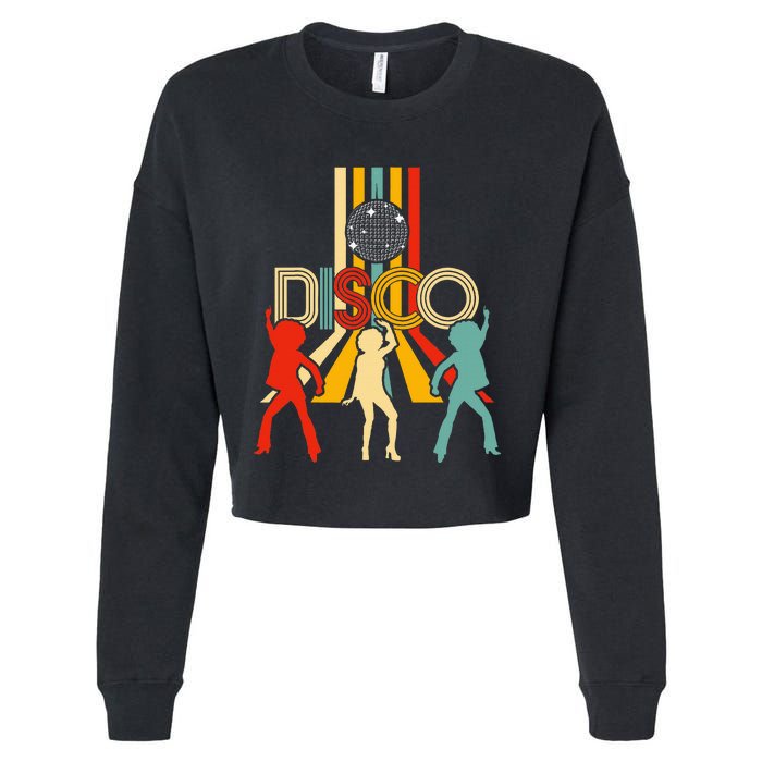 Retro 70s Disco Gifts Vintage Dancing Disco Ball Cropped Pullover Crew