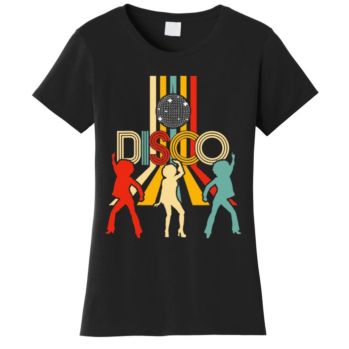 Retro 70s Disco Gifts Vintage Dancing Disco Ball Women's T-Shirt