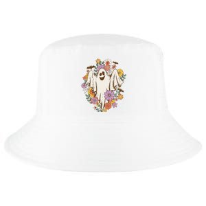 Retro 70s Floral Hippie Ghost Halloween  Cool Comfort Performance Bucket Hat