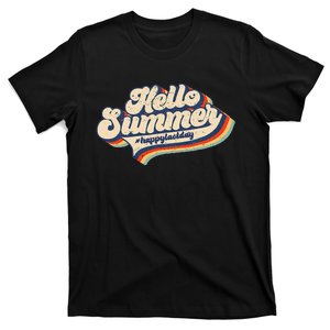 Retro 70s Hello Summer Happy Last Day Of School Teacher T-Shirt