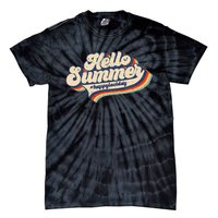 Retro 70s Hello Summer Happy Last Day Of School Teacher Tie-Dye T-Shirt