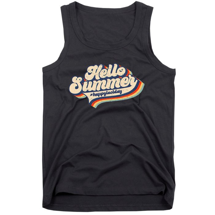 Retro 70s Hello Summer Happy Last Day Of School Teacher Tank Top