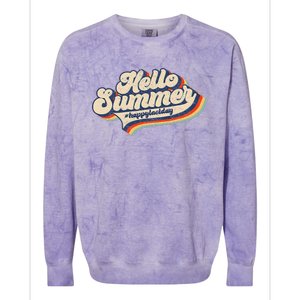 Retro 70s Hello Summer Happy Last Day Of School Teacher Colorblast Crewneck Sweatshirt