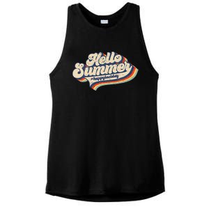 Retro 70s Hello Summer Happy Last Day Of School Teacher Ladies PosiCharge Tri-Blend Wicking Tank