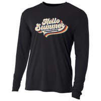 Retro 70s Hello Summer Happy Last Day Of School Teacher Cooling Performance Long Sleeve Crew