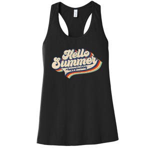 Retro 70s Hello Summer Happy Last Day Of School Teacher Women's Racerback Tank