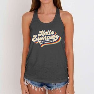 Retro 70s Hello Summer Happy Last Day Of School Teacher Women's Knotted Racerback Tank