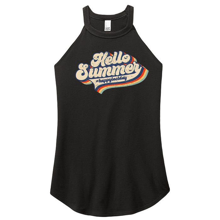 Retro 70s Hello Summer Happy Last Day Of School Teacher Women's Perfect Tri Rocker Tank