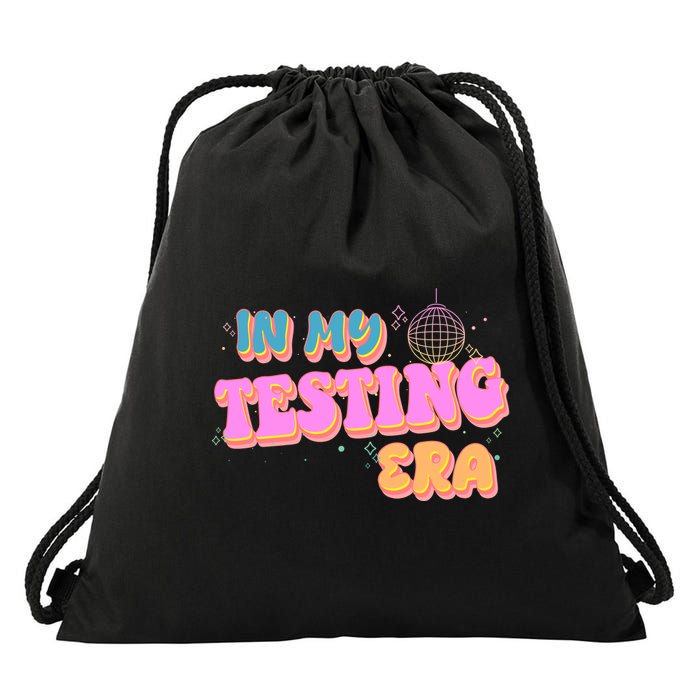 Retro 70's In My Testing Era School Test Time Drawstring Bag