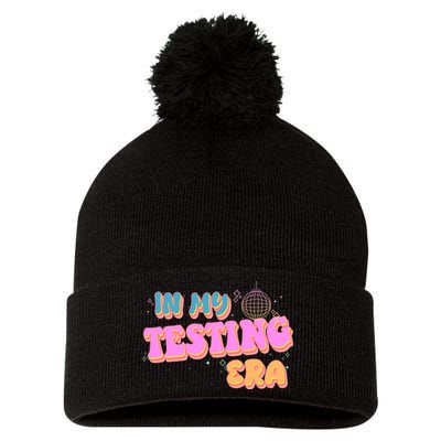 Retro 70's In My Testing Era School Test Time Pom Pom 12in Knit Beanie