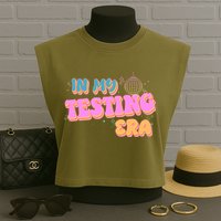 Retro 70's In My Testing Era School Test Time Garment-Dyed Women's Muscle Tee