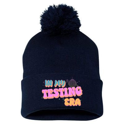 Retro 70's In My Testing Era School Test Time Pom Pom 12in Knit Beanie