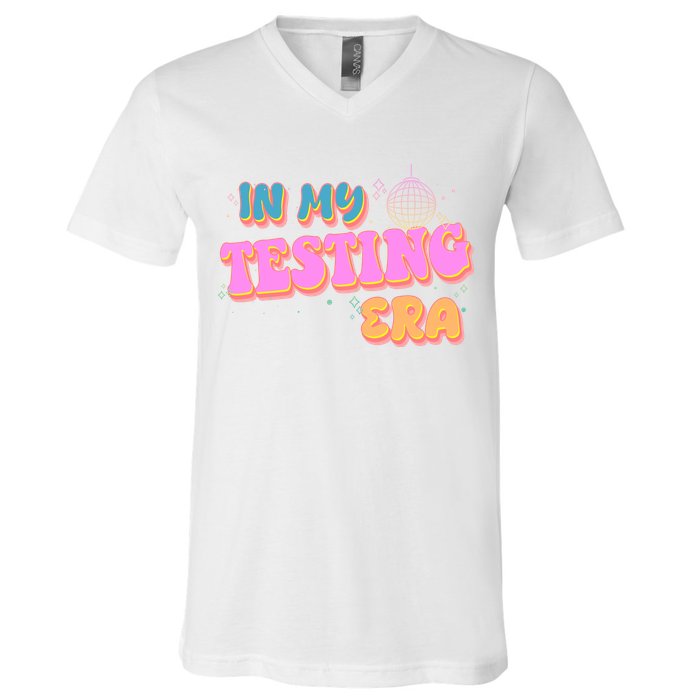 Retro 70's In My Testing Era School Test Time V-Neck T-Shirt