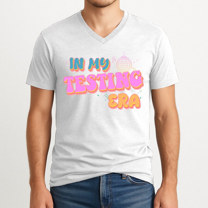 Retro 70's In My Testing Era School Test Time V-Neck T-Shirt