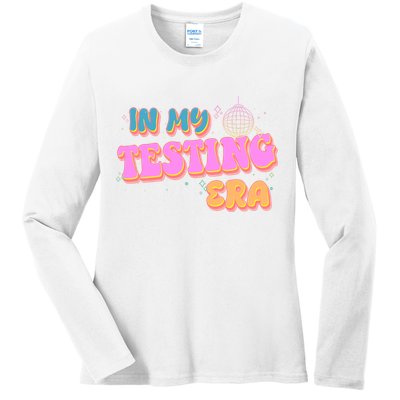 Retro 70's In My Testing Era School Test Time Ladies Long Sleeve Shirt
