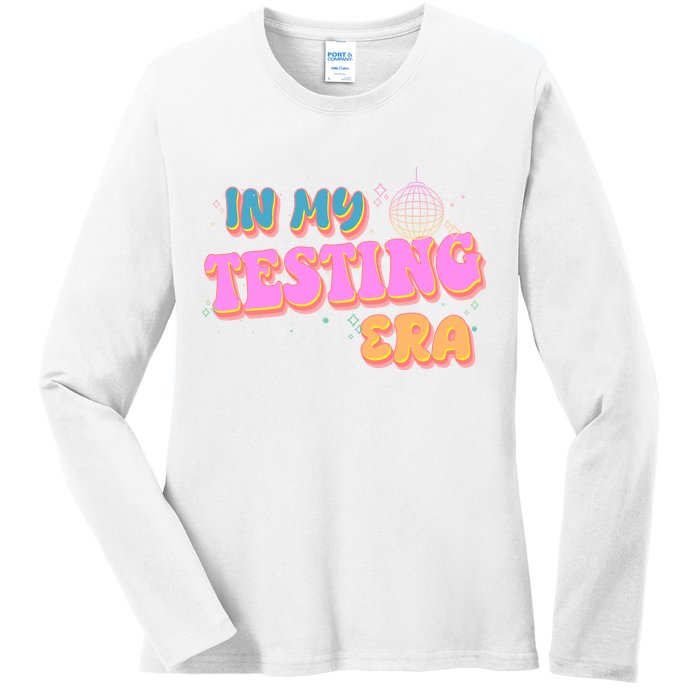 Retro 70's In My Testing Era School Test Time Ladies Long Sleeve Shirt