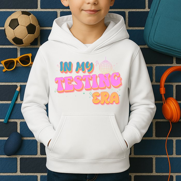 Retro 70's In My Testing Era School Test Time Kids Hoodie